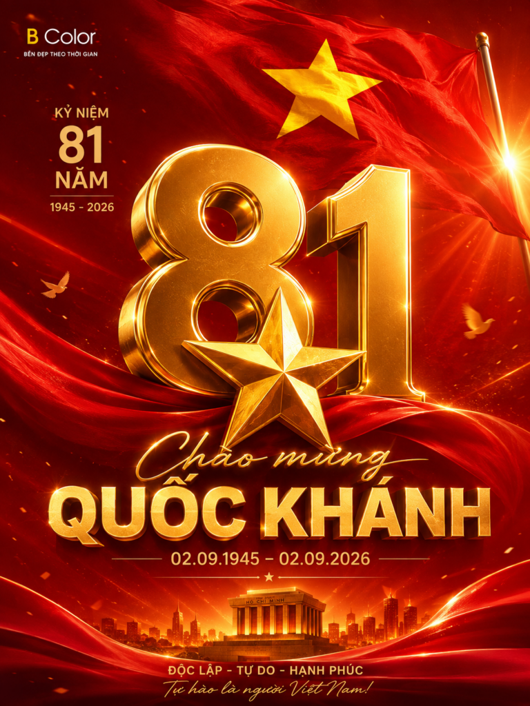 BColor chúc mừng Quốc khánh 2/9/2026, kỷ niệm 81 năm ngày Tuyên ngôn Độc lập.